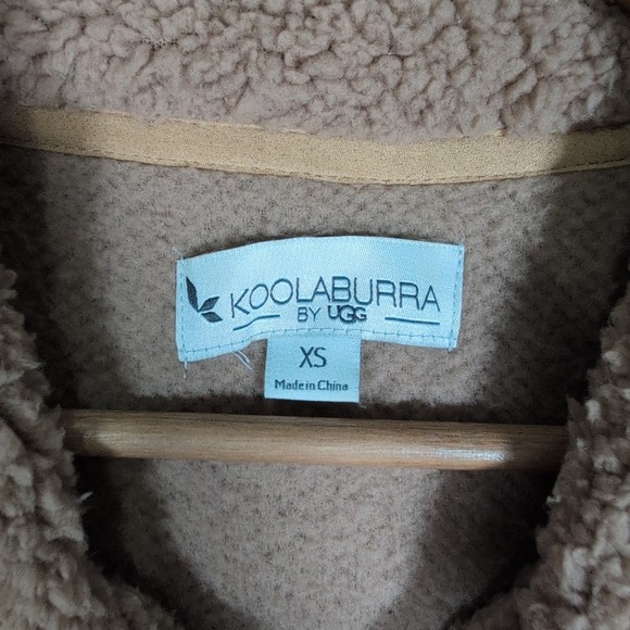 Koolaburra by UGG Pullover Size XS Sherpa Fleece Brushed Back Tan Quarter Zip - Picture 2 of 8